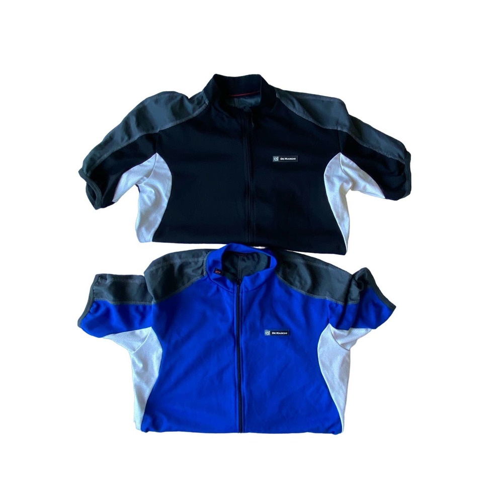 De Marchi Cycling Jerseys Made in Italy Bundle of Two Shirts, Black, Blue Medium
